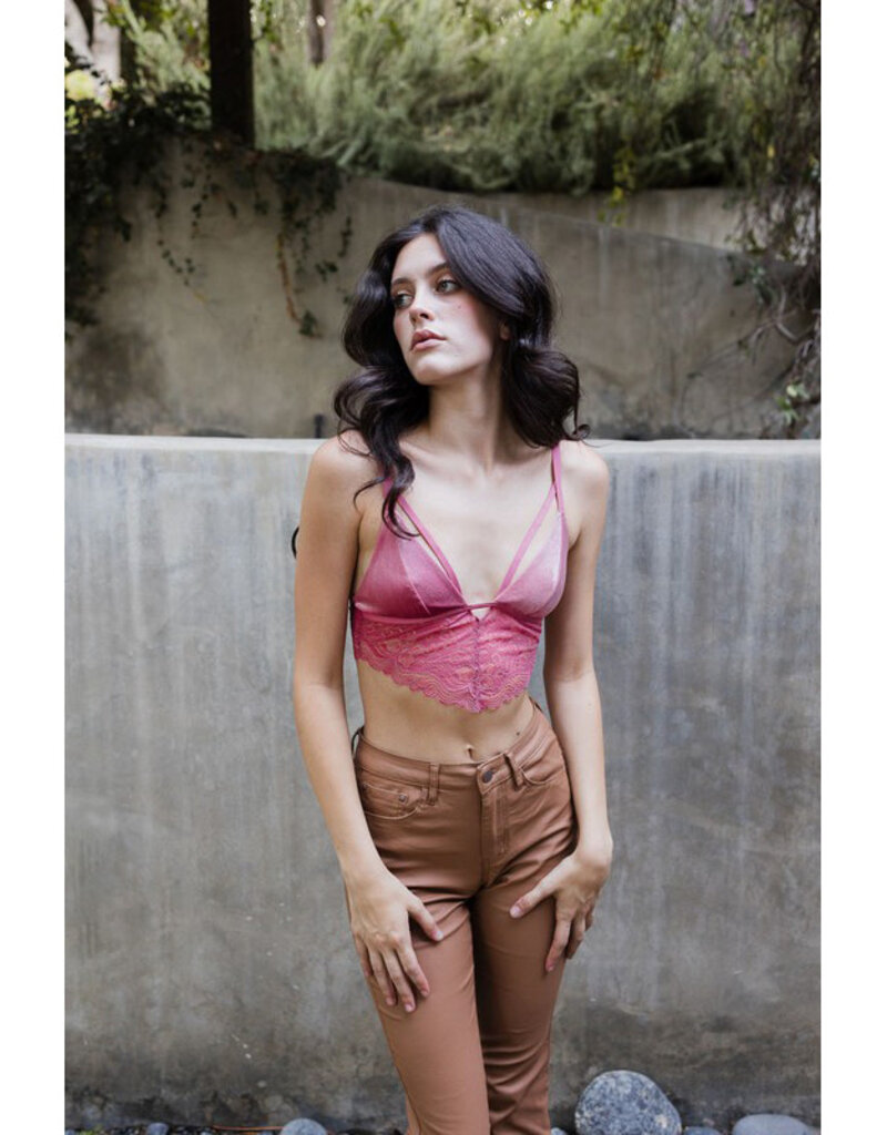 Leto Accessories Velvet & Lace Longline Bralette