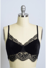 Leto Accessories Velvet Bralette w/Lace