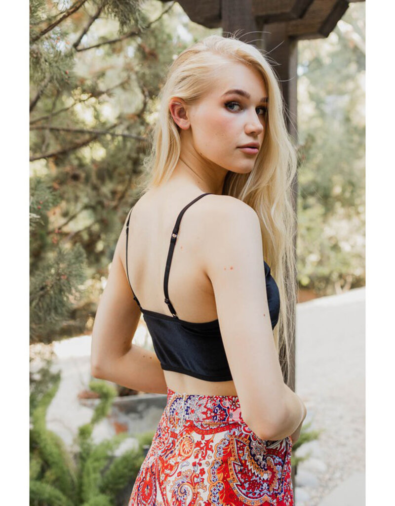 Leto Accessories Velvet Bralette w/Lace