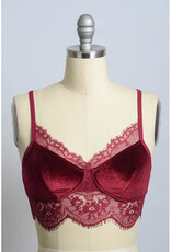 Leto Accessories Velvet Bralette w/Lace