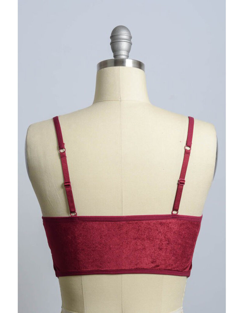 Leto Accessories Velvet Bralette w/Lace