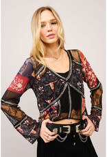 blue b. collection Lace Inset Beaded Top