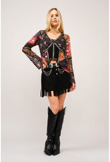 blue b. collection Lace Inset Beaded Top