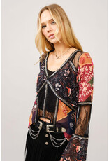 blue b. collection Lace Inset Beaded Top