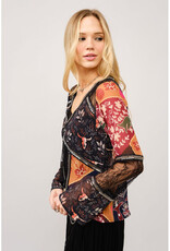 blue b. collection Lace Inset Beaded Top