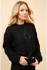 blue b. collection Cable Knit Fringe Sweater