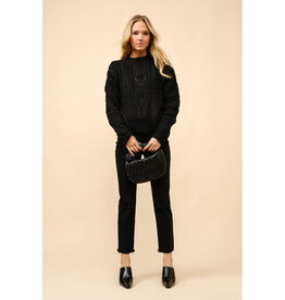 blue b. collection Cable Knit Fringe Sweater