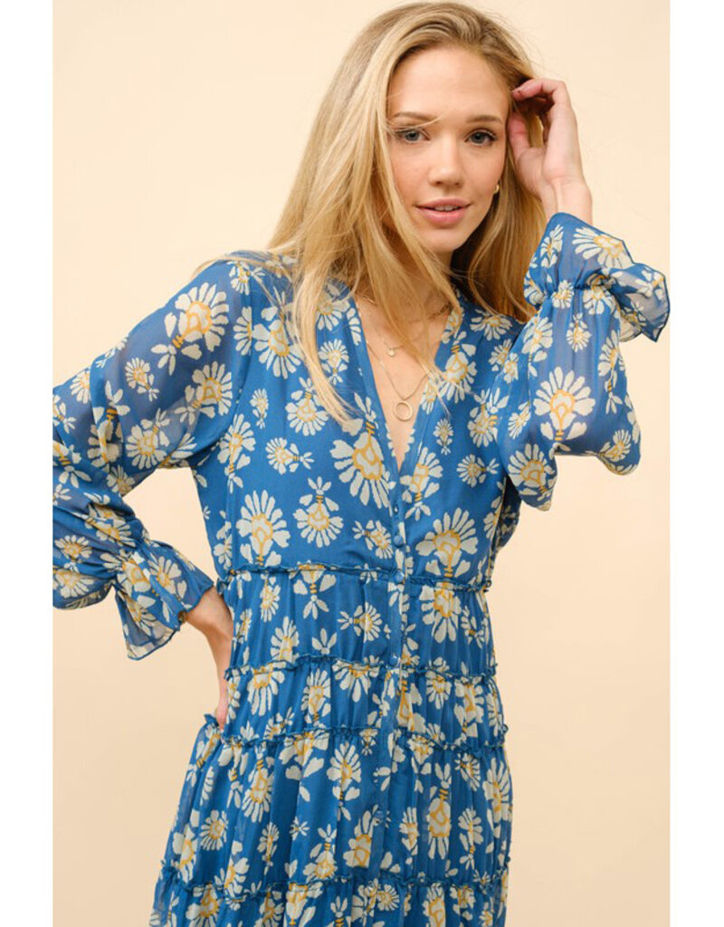 blue b. collection Blue Daisy Chiffon Midi Dress