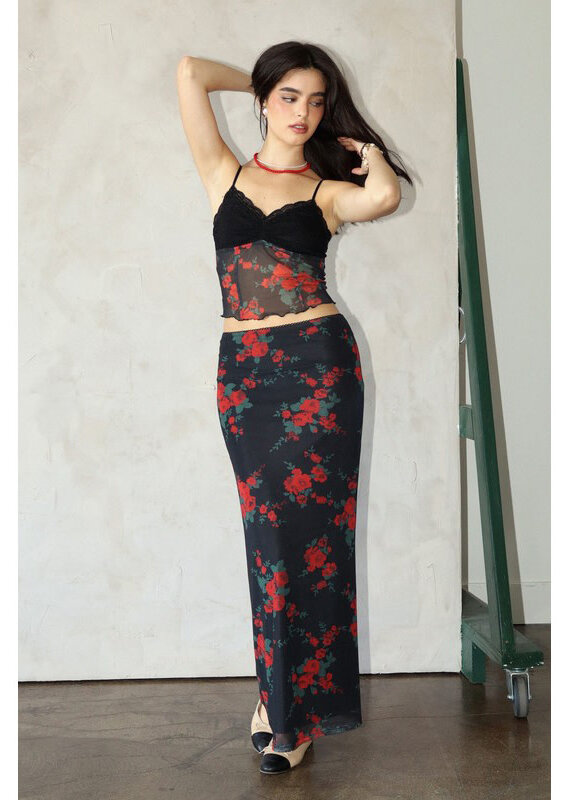 Bailey Rose Rose Mesh Maxi Skirt