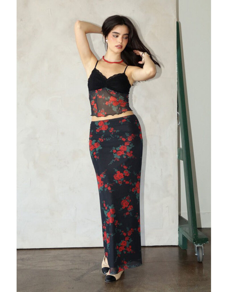 Bailey Rose Rose Mesh Maxi Skirt