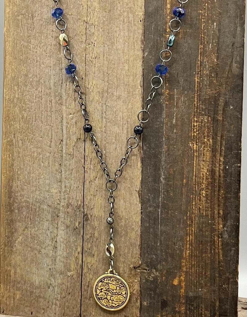 Coven Coven Dragon Coin Pendant Beaded Necklace