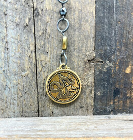 Coven Dragon Coin Pendant Beaded Necklace