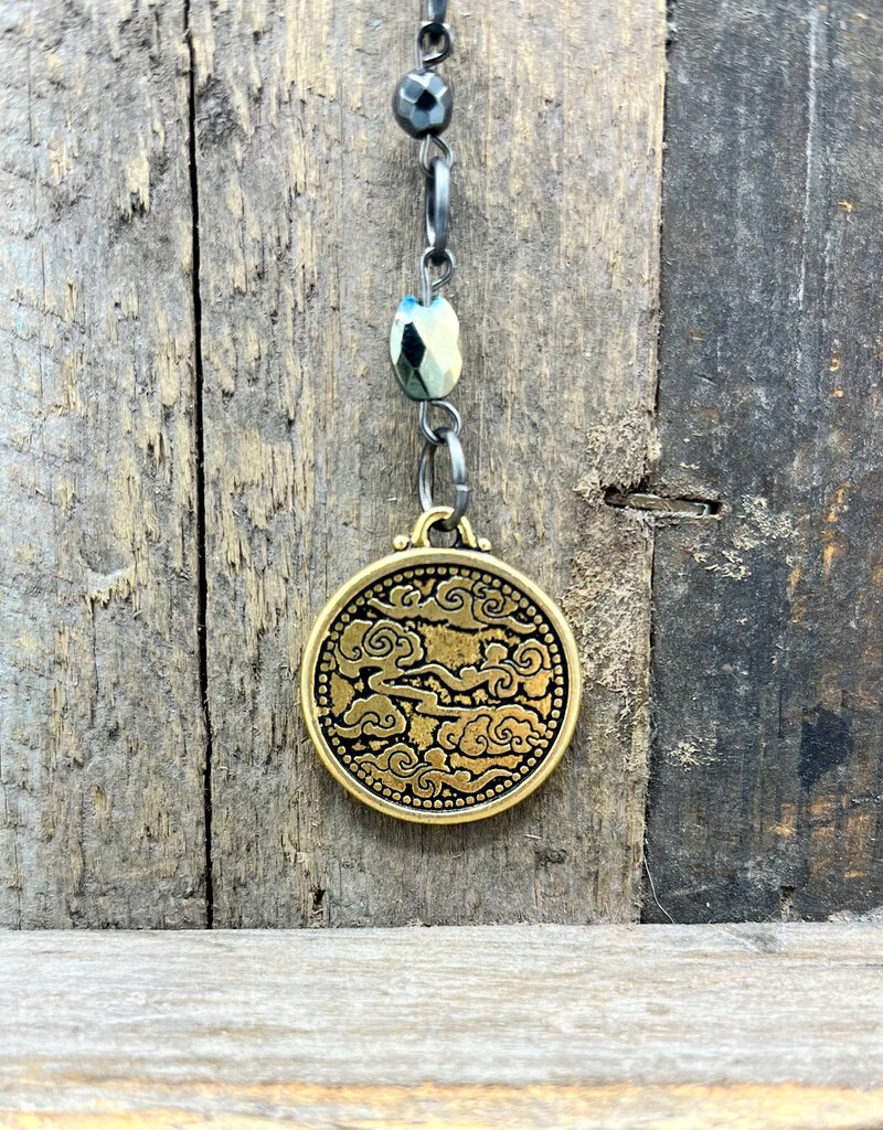 Coven Coven Dragon Coin Pendant Beaded Necklace