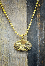 Bird in the Sky Pewter Charm Gold Ball Chain Catfish Imagine