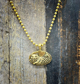 Bird in the Sky Pewter Charm Gold Ball Chain Catfish Imagine