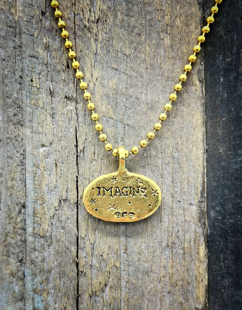 Bird in the Sky Pewter Charm Gold Ball Chain Catfish Imagine