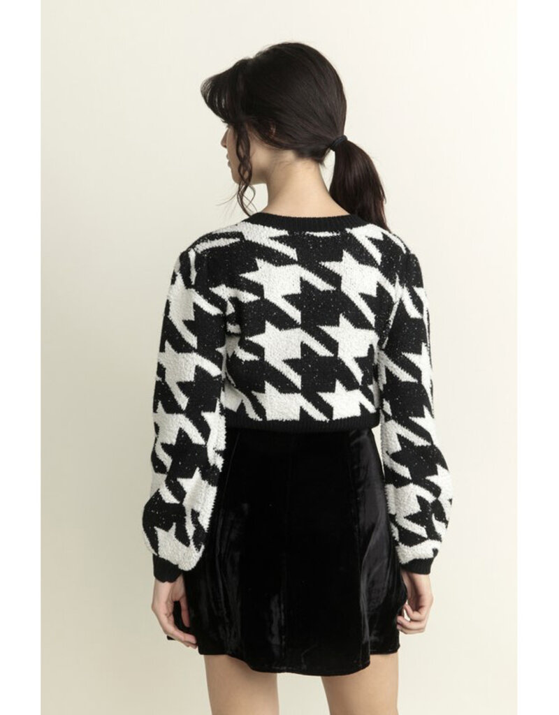 Storia Houndstooth Knit Cardigan