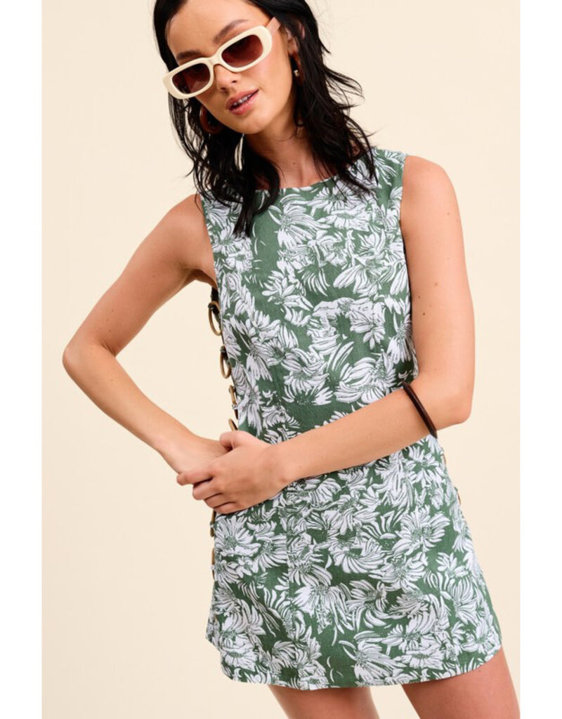 Mimosa Linen Leaf Print Mini Dress