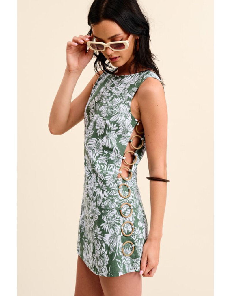 Mimosa Linen Leaf Print Mini Dress