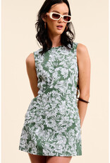 Mimosa Linen Leaf Print Mini Dress