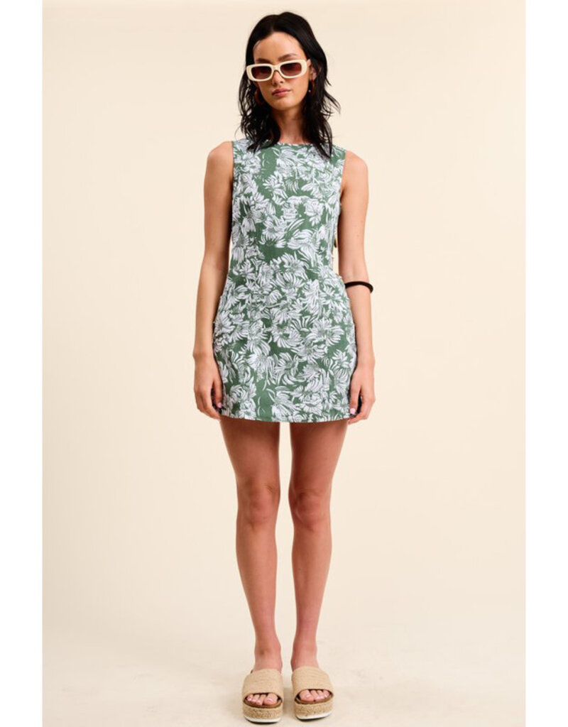 Mimosa Linen Leaf Print Mini Dress