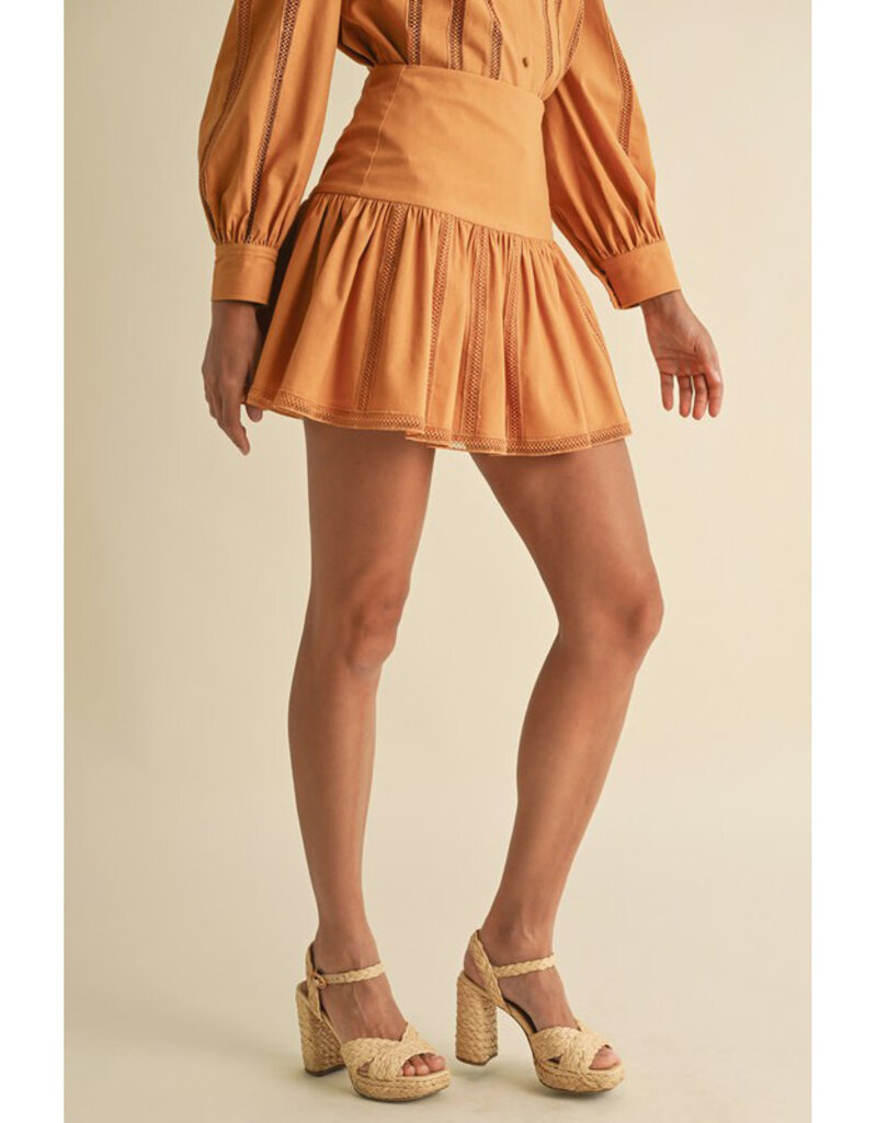 Endless Blu Pleated Cotton Mini Skirt