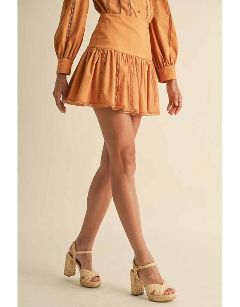 Endless Blu Pleated Cotton Mini Skirt