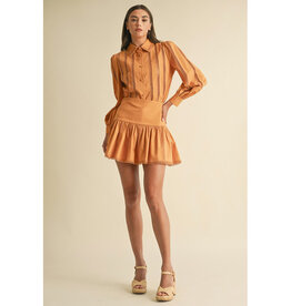 Endless Blu Pleated Cotton Mini Skirt