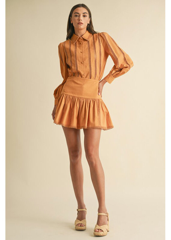 Endless Blu Pleated Cotton Mini Skirt