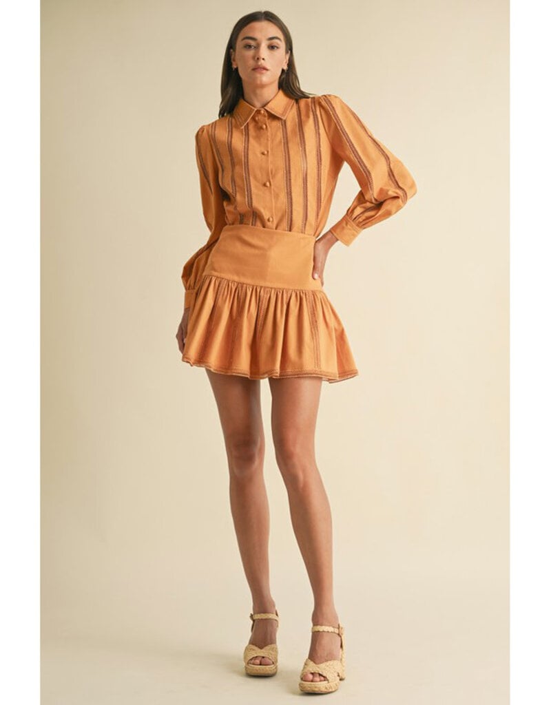 Endless Blu Pleated Cotton Mini Skirt