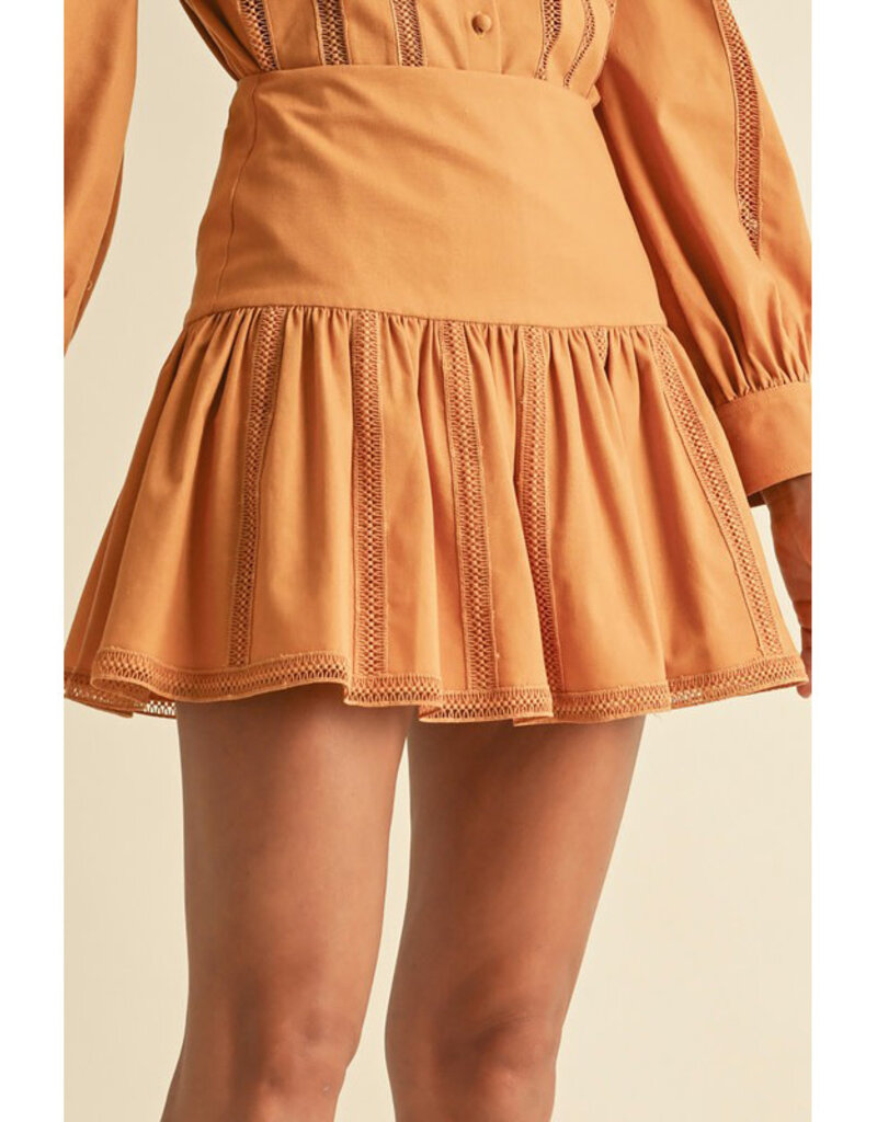 Endless Blu Pleated Cotton Mini Skirt