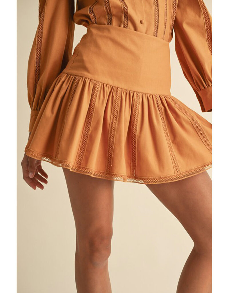 Endless Blu Pleated Cotton Mini Skirt