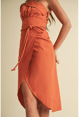 Endless Blu Structured One Shoulder Midi Dress