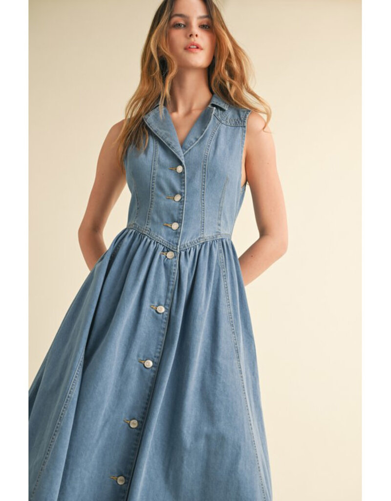 Camilla Denim Midi Dress w/Buttons