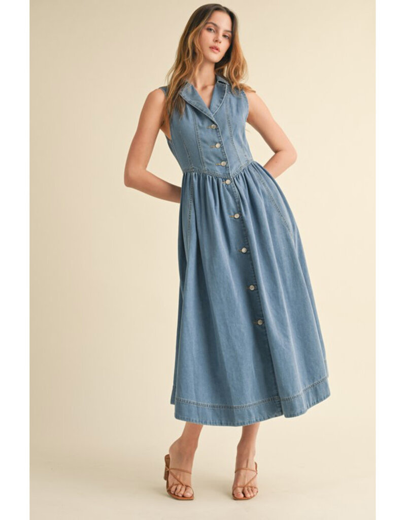 Camilla Denim Midi Dress w/Buttons