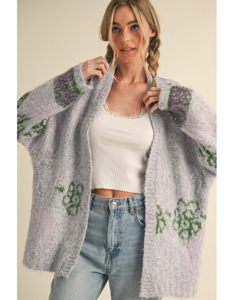 &Merci Fuzzy Lavendar Cardigan