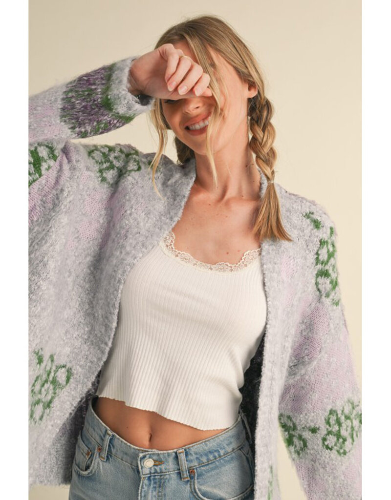 &Merci Fuzzy Lavendar Cardigan