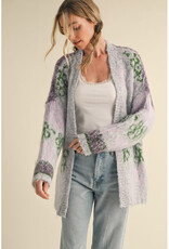 &Merci Fuzzy Lavendar Cardigan