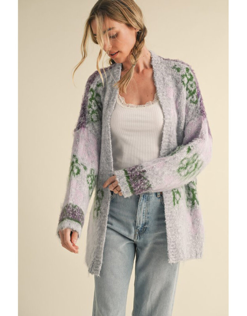 &Merci Fuzzy Lavendar Cardigan