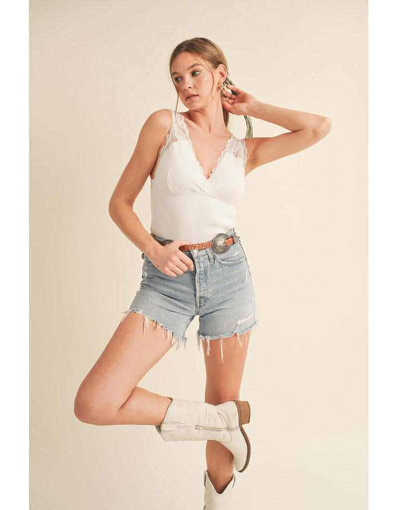 &Merci Knit Tank w/Scallop Lace