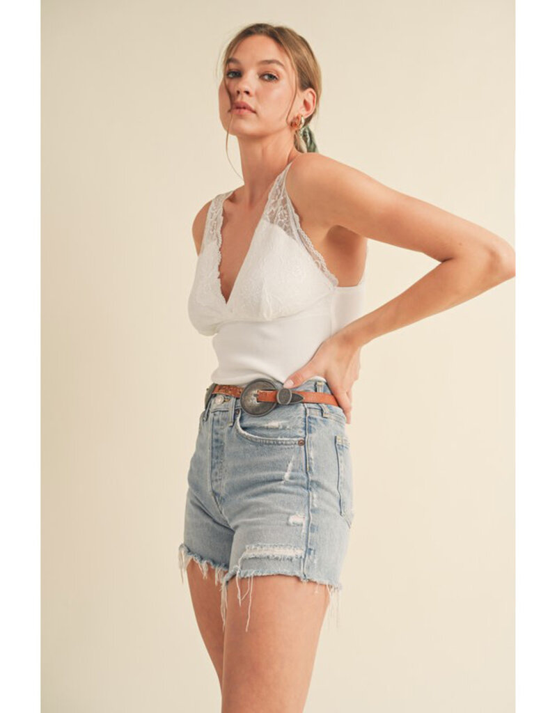 &Merci Knit Tank w/Scallop Lace