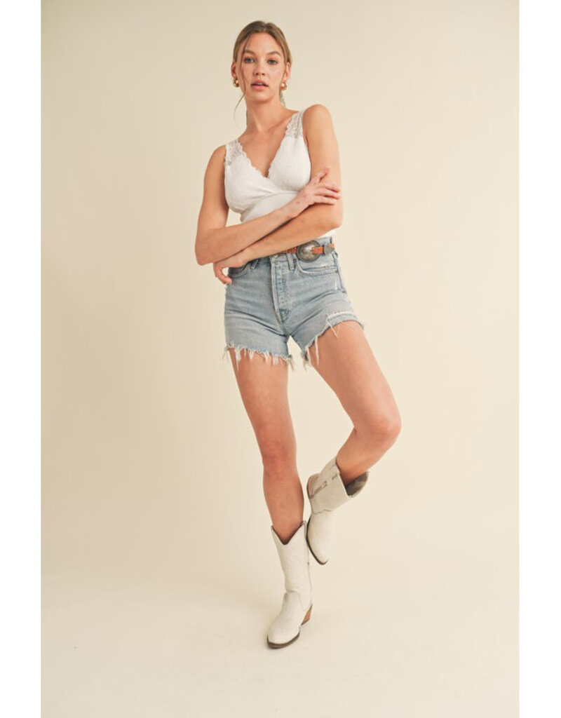&Merci Knit Tank w/Scallop Lace