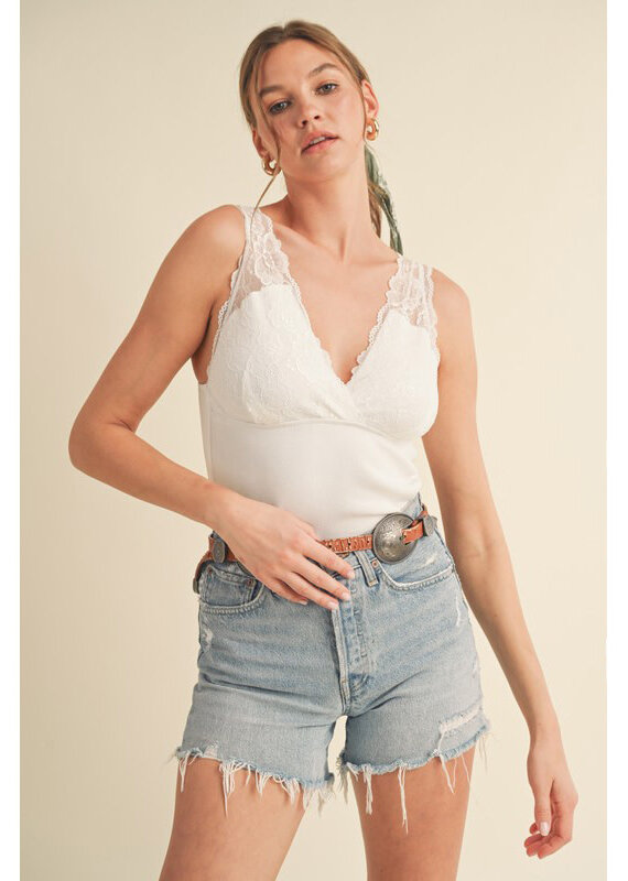 &Merci Knit Tank w/Scallop Lace