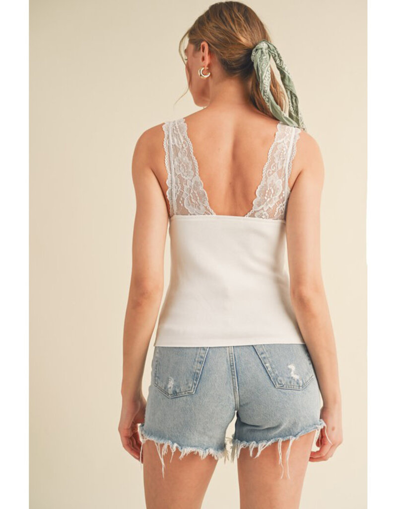 &Merci Knit Tank w/Scallop Lace