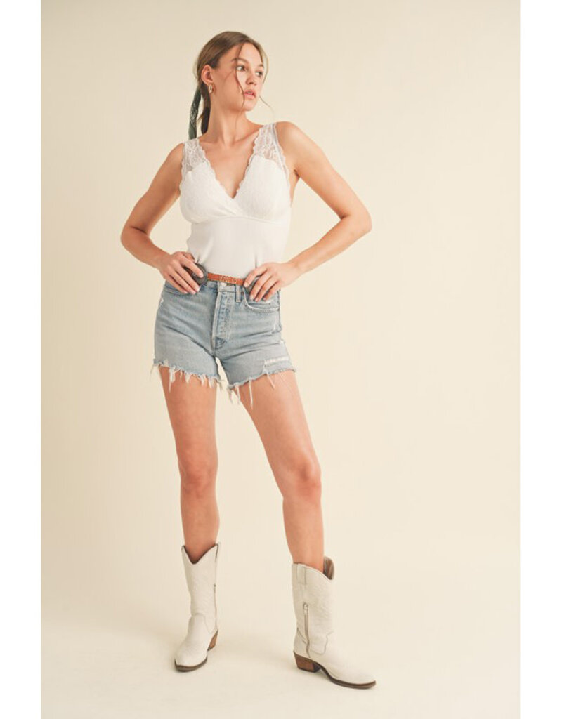 &Merci Knit Tank w/Scallop Lace