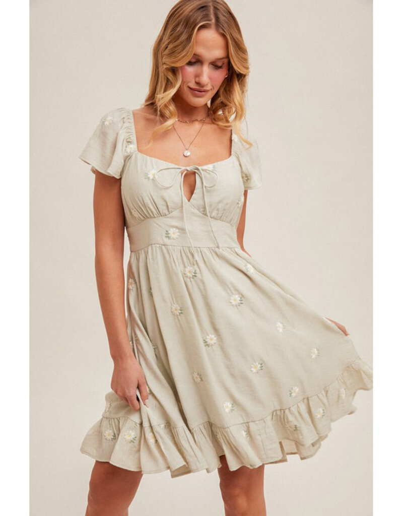 Hem & Thread Daisy Embroidered Mini Dress