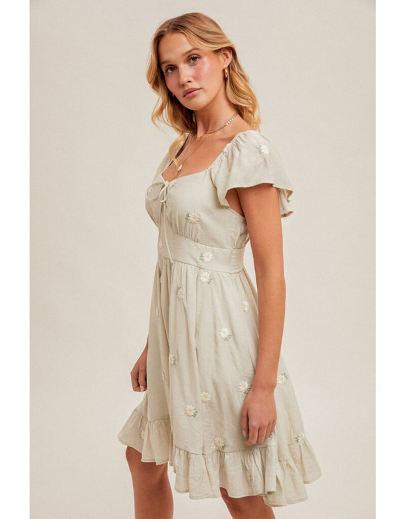 Hem & Thread Daisy Embroidered Mini Dress