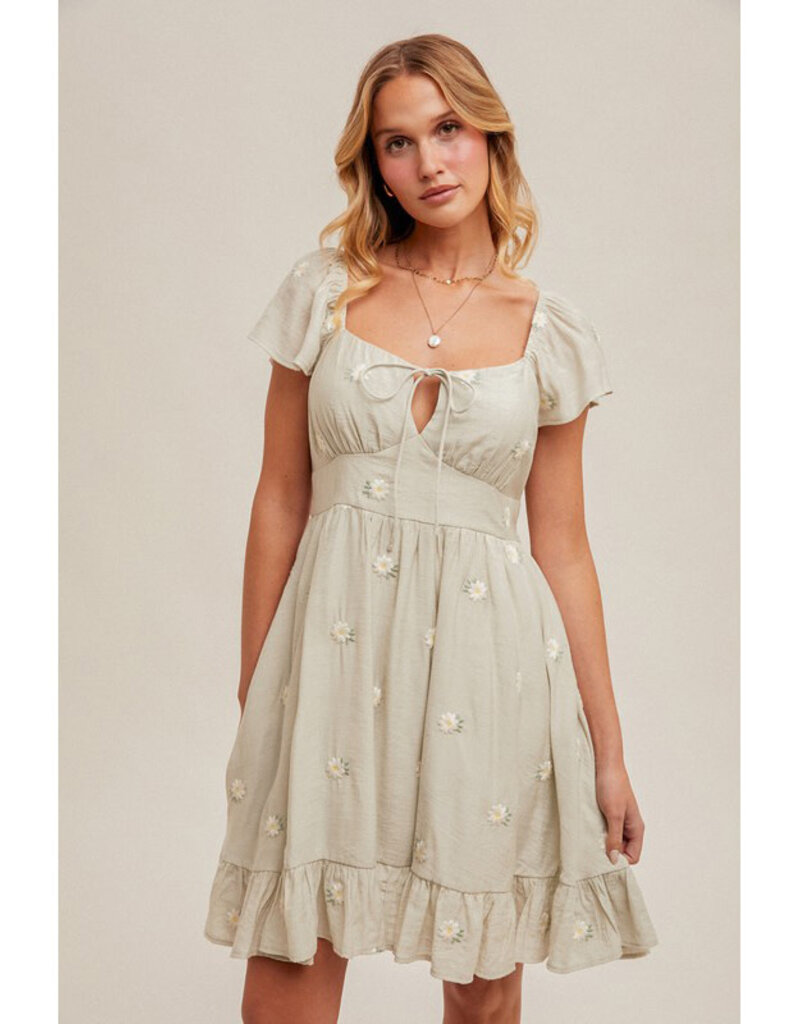 Hem & Thread Daisy Embroidered Mini Dress