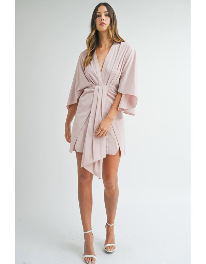 Mable Soft Pink Draped Mini Dress