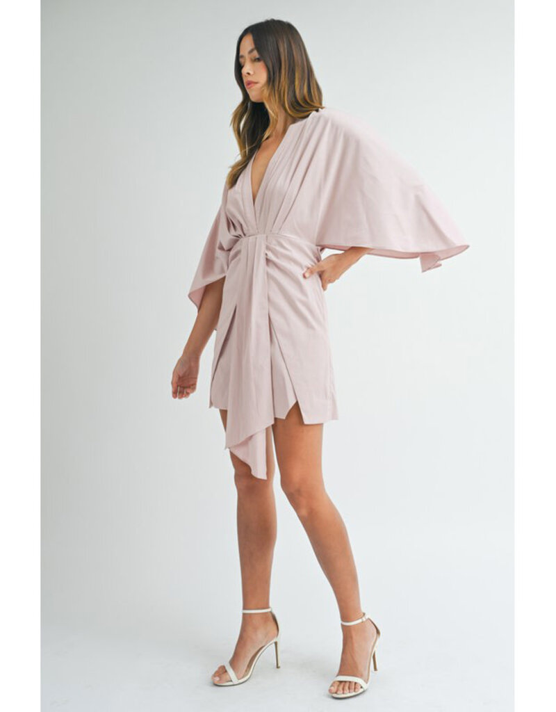 Mable Soft Pink Draped Mini Dress